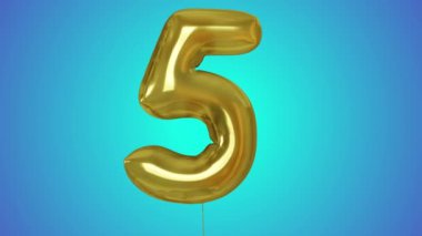 3D animasyon balon numara 5 harfli alfa mat