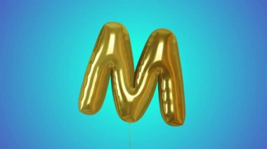 3D animasyon balon M harfli alfa matte