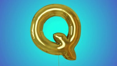 3D animasyon balon Q harfli alfa matte