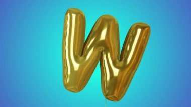 3D animasyon balon. Alfa matte harfli W harfi.