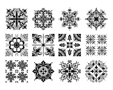 Bir dizi vektör kontur kalıbı. Yüzey dokusu, arkaplan, duvar kağıdı için kullan. Döşeme deseni. mandala