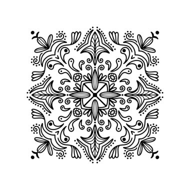 Mandalas. Kına için mandala, mehendi, dövme, dekoratif etnik süslemeler, doğulu desenler. Vektör illüstrasyonu, satır sanatı