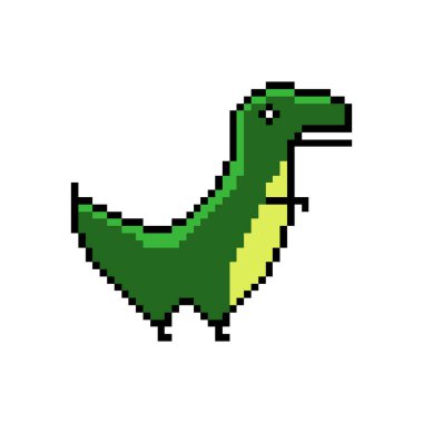Oyun için piksel vektör simgeleri, retro biçimi. Dinozor