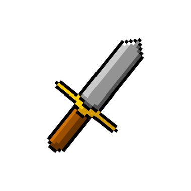 Oyun için piksel vektör simgeleri, retro biçimi. kılıç