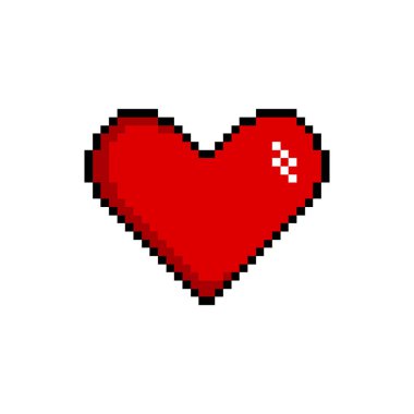 Oyun için piksel vektör simgeleri, retro biçimi, kalp