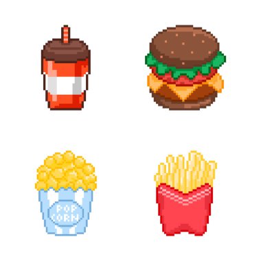 piksel sanatı, vektör - fast food
