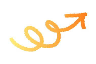 El yazısıyla yukarı doğru kıvrımlı ok vektör pastel boya, sarı, kademe