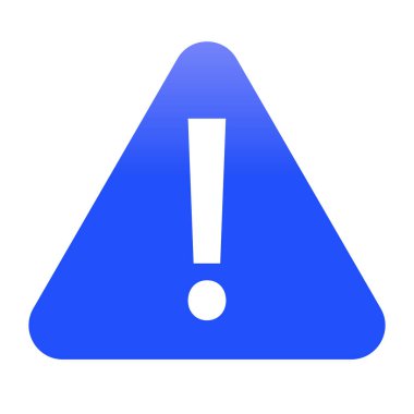 Dikkat işareti / uyarı simgesi (mavi / beyaz) / üçgen tipi