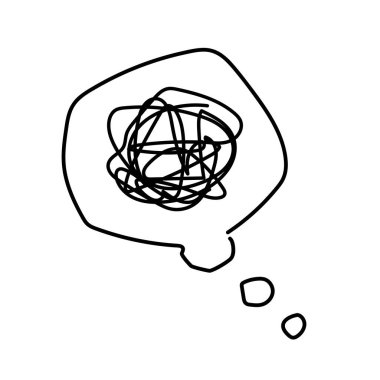 Zihinsel karmaşa, tereddüt ve stresin bulanık düşüncelerin görüntüsü.