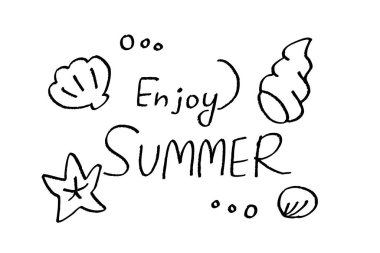 Deniz kabuğu ve denizyıldızı motifleriyle çizilmiş yaz resimlerinin tadını çıkarın..