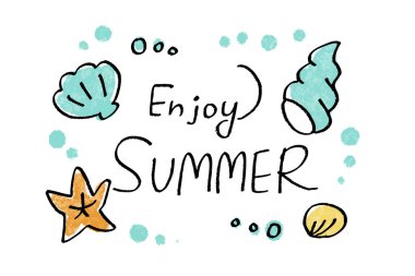 Deniz kabuğu ve denizyıldızı motifleriyle çizilmiş yaz resimlerinin tadını çıkarın..