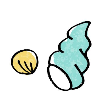 Şirin El Çekimi Deniz Kabuğu ve Spiral Deniz Kabuğu Suluboya Çizimi