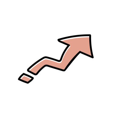 Elle çizilmiş Zigzag Yukarı Ok Simgesi İşletme Büyümesi, Kâr Artırma ve Bilgiler ve Sunumlar İçin Pozitif Trend