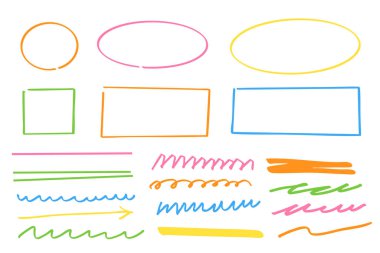 El Çizimi Renkli Şekiller ve Çizgiler Çizimi Çizgi Roman Biçimi Dekorasyonu ve Tasarımı İçin Basit Çizim Elemanlarını Ayarla