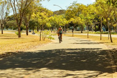 Parktaki insanlar spor faaliyetleri yapıyor.