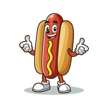 Hotdog maskotu logo vektör resimleme şablonu beyaz arkaplan