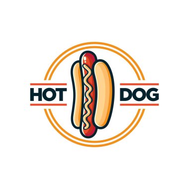 Daire resimleme şablonunda beyaz arkaplan ile Hotdog logosu