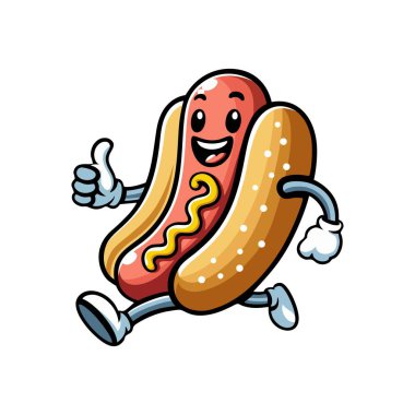 Hotdog maskotu logo vektör resimleme şablonu beyaz arkaplan