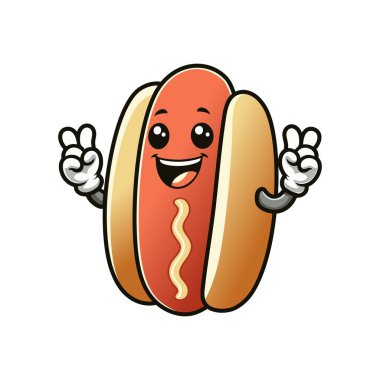 Hotdog maskotu logo vektör resimleme şablonu beyaz arkaplan