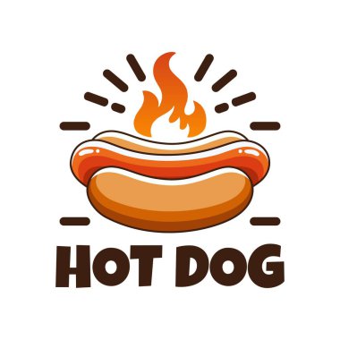 Hotdog logo vektör resimleme şablonu beyaz arkaplan, sıcak ateş
