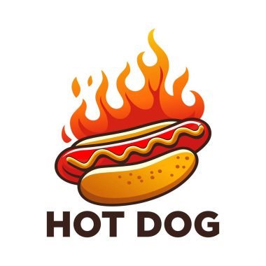 Hotdog logo vektör resimleme şablonu beyaz arkaplan, sıcak ateş
