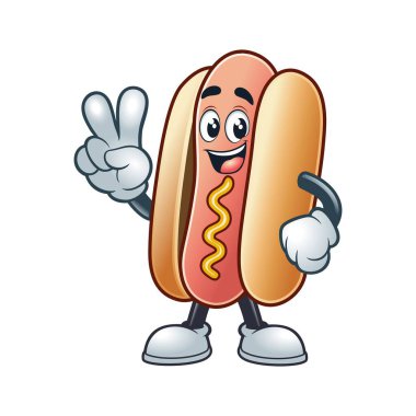 Hotdog maskotu logo vektör resimleme şablonu beyaz arkaplan