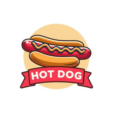 Hotdog logo vektörü beyaz arkaplan ile daire içinde