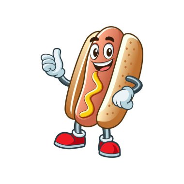 Hotdog maskotu logo vektör resimleme şablonu beyaz arkaplan