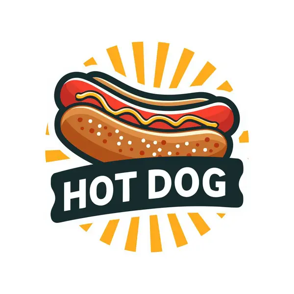 Gün doğumuyla Hotdog logo vektör çizimi şablonu
