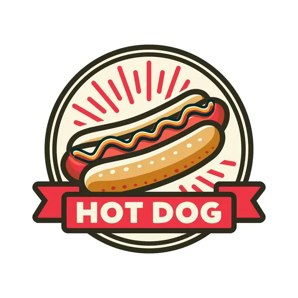 Hotdog logo resimleme şablonu beyaz arkaplan ile daire içinde