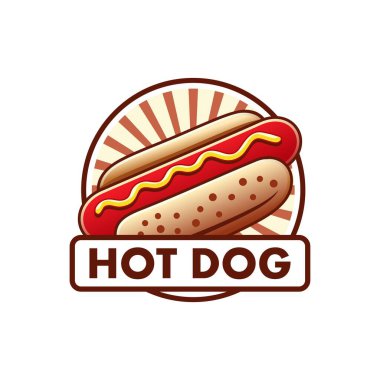 Hotdog logo vektörü beyaz arkaplan ile daire içinde