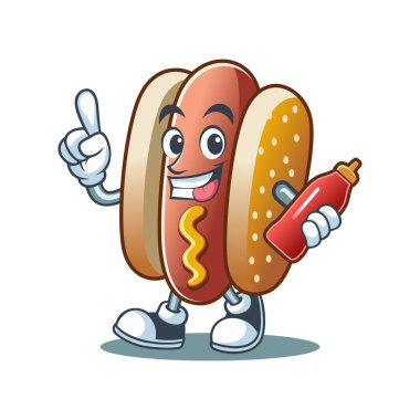 Hotdog maskotu logo vektör resimleme şablonu beyaz arkaplan