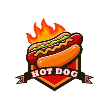 Hotdog logo vektör resimleme şablonu beyaz arkaplan, sıcak ateş