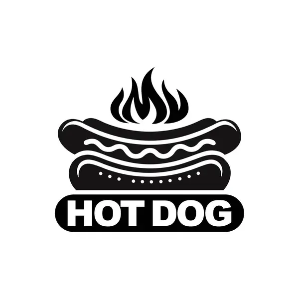 Hotdog logo vektör çizimi şablon el çizimi, siyah ve beyaz