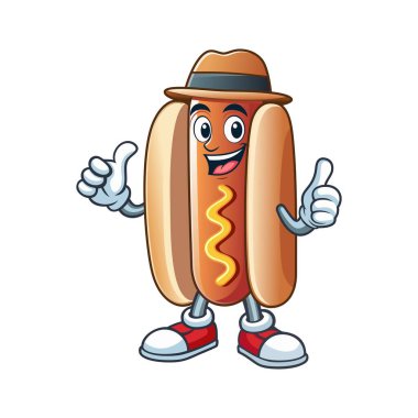 Hotdog maskotu logo vektör resimleme şablonu beyaz arkaplan