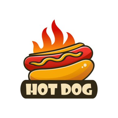 Hotdog logo vektör resimleme şablonu beyaz arkaplan, sıcak ateş