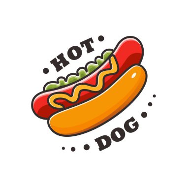 Bir parça sosisli. Beyaz arkaplan ve marullu sosisli logo vektörü