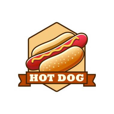 Hotdog logo resimleme şablonu, kalkanda