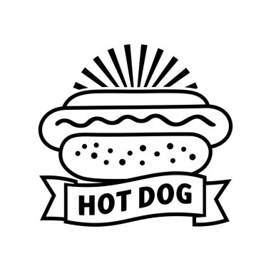 Beyaz arka planı olan siyah beyaz sosisli logo vektörü.