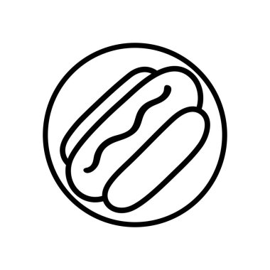 Beyaz arka planı olan siyah beyaz sosisli logo vektörü.