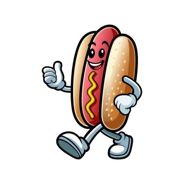 Hotdog maskotu logo vektör resimleme şablonu beyaz arkaplan