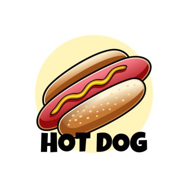 Hotdog logo vektörü beyaz arkaplan ile daire içinde