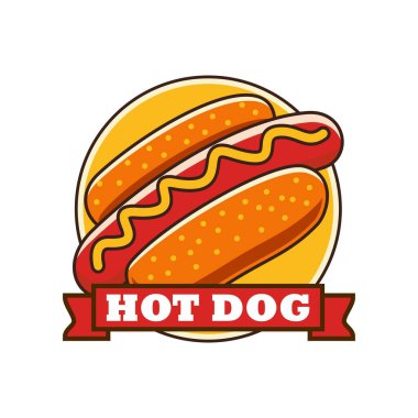 Beyaz arkaplanlı sosisli logo vektörü