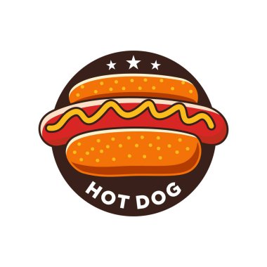 Hotdog logo vektörü beyaz arkaplan ile daire içinde