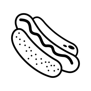 Hot dog logo vektör çizimi şablon el çizimi, siyah ve beyaz