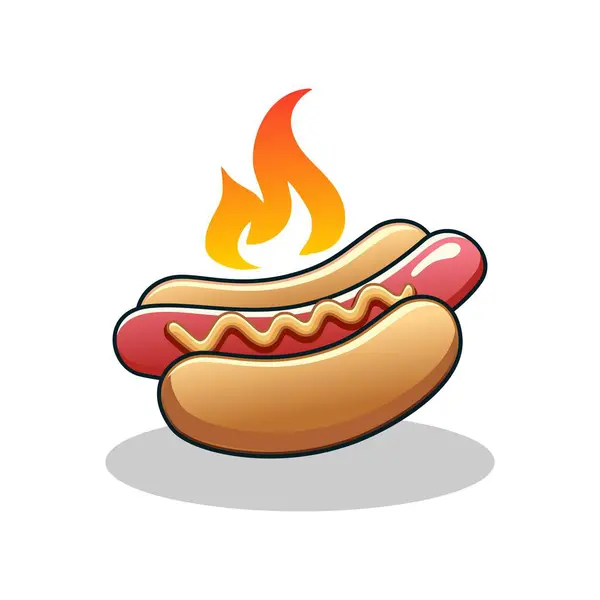 Hotdog logo vektör resimleme şablonu beyaz arkaplan, sıcak ateş