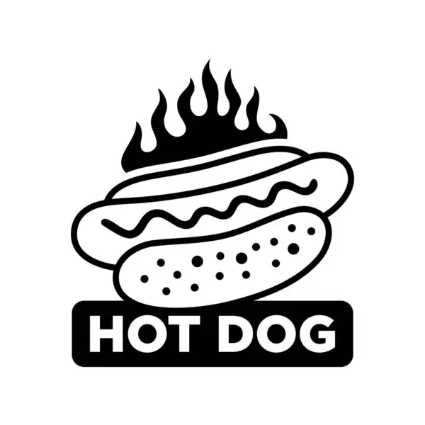 Hotdog logo vektör çizimi şablon el çizimi, siyah ve beyaz