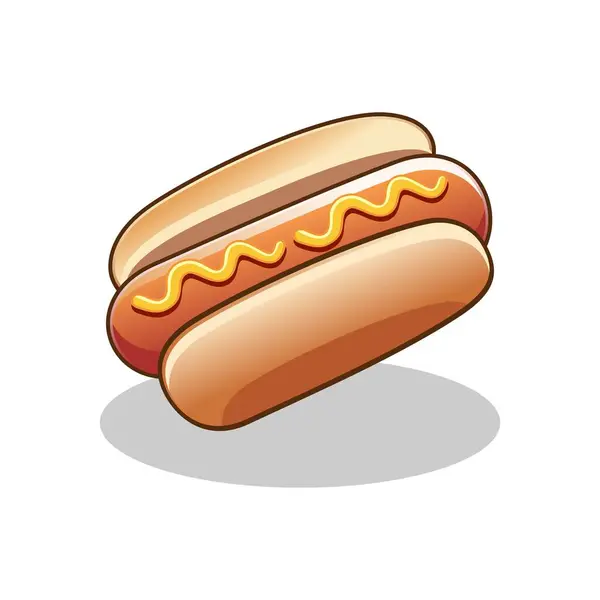 Beyaz arkaplanda gölgesi olan hot dog logo vektör çizimi şablonu