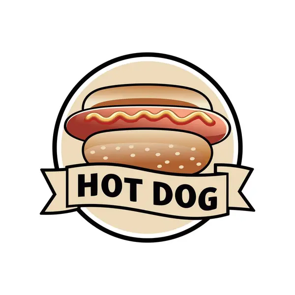 Hotdog logo vektörü beyaz arkaplan ile daire içinde