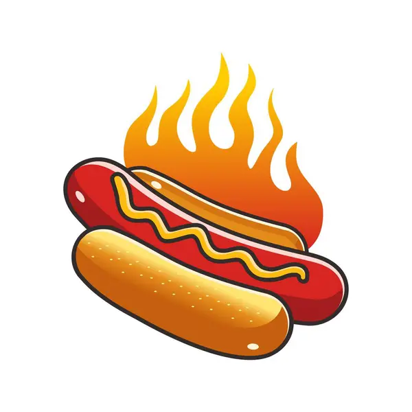 Hotdog logo vektör resimleme şablonu beyaz arkaplan, sıcak ateş